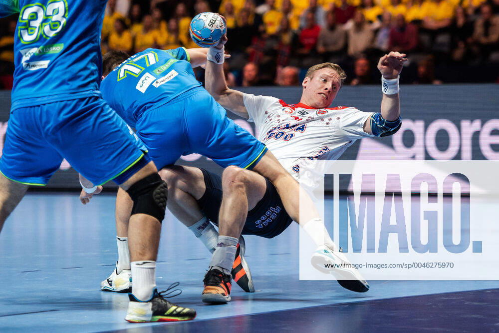 Magnus Gullerud of Norway during the EHF European Handball Championship bronze match between Norway and Slovenia on January 25, 2020 in Stockholm Photo Johanna Lundberg BILDBYRAN kod JL 136107 bbeng ehf euro 2020 em 2020 european mens handball championship 2020 handball handball handballs in 2020 handball handball em 2020 norway norway slovenia bronze match bronze match,