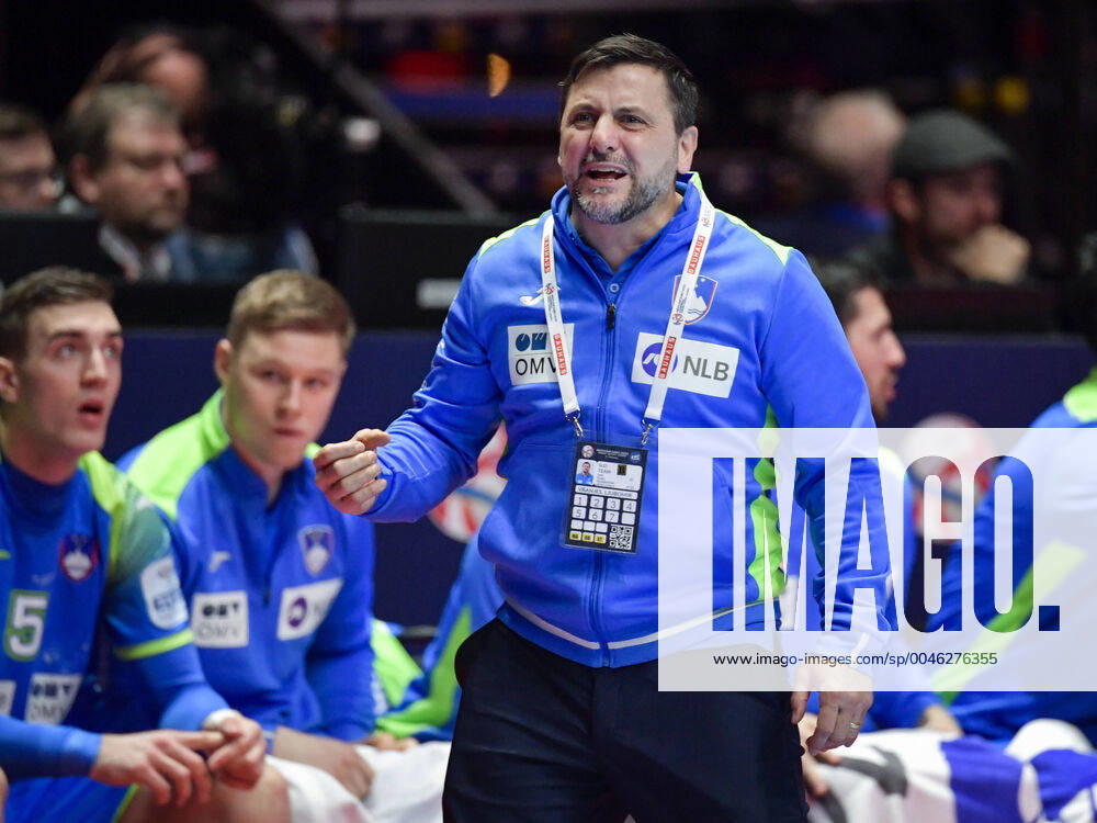 Slovenia s headcoach Ljubomir Vranjes gestures during the bronze medal match between Slovenia and Norway during the Men s European Handball Championship in Stockholm, Sweden, on Jan 25, 2020 Stockholm Sverige