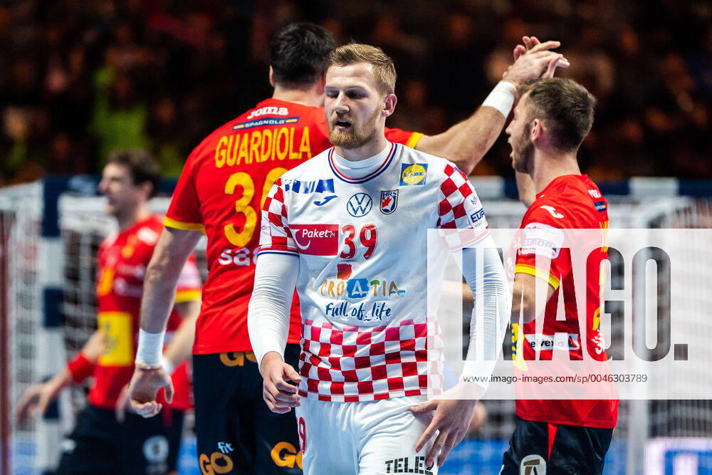 David Mandic of Croatia looks dejected during the EHF European Handball Championship final between Spain and Croatia on January 26, 2020 in Stockholm,