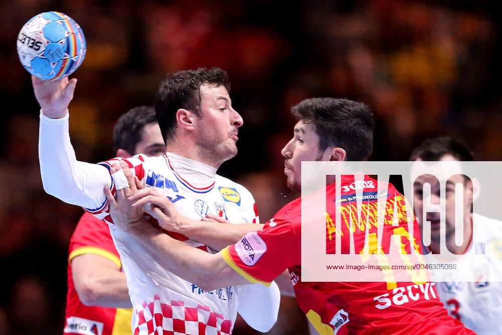 Spain v Croatia - Final - Men s EHF EURO 2020 Domagoj Duvnjak of Croatia challenges Alex Dujshebaev Dobichebaeva of Spain during the Men s EHF EURO 2020 final match between Spain and Croatia at Tele2 Arena in Stockholm, Sweden on January 26, 2020. Photo by Luka Stanzl PIXSELL LukaxStanzl PIXSELL