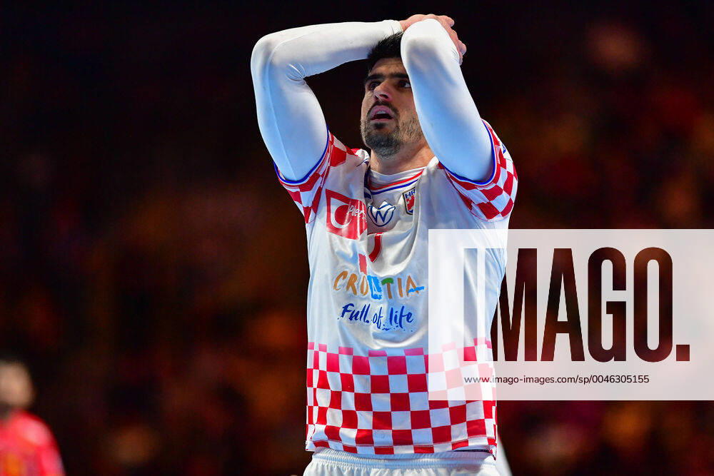 European Handball Championship Final, 26 01 2020, Spain Croatia, Tele2 Arena, Stockholm Luka Stepancic Croatia, 7 Emotions Disappointment, 26 01 2020, Stockholm Sweden, Handball, EM 2020, Final, Croatia Spain
