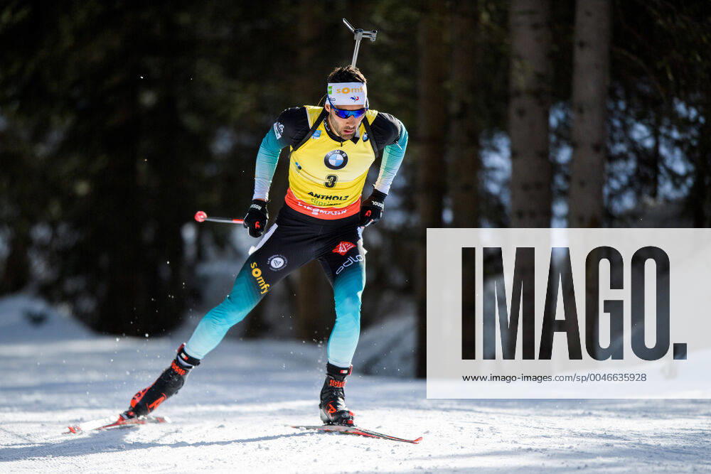 Martin Fourcade of France competes in mens 12.5 km pursuit during the IBU Biathlon World Championships on February 16, 2020 in Antholz Photo Joel Marklund BILDBYRAN code JM 88114 bbeng biathlon biathlon World Cup biathlon World Cup IBU Biathlon World Championships 2020 Antselva hunt start pursuit,