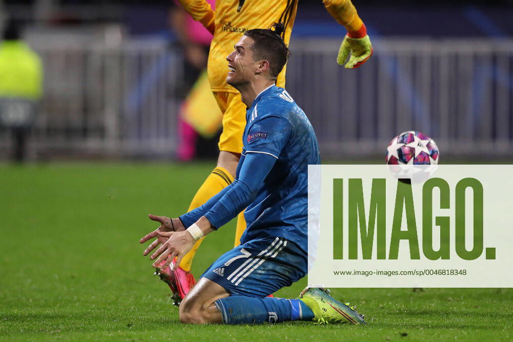 Juventus s Portuguese striker Cristiano Ronaldo reacts during the UEFA Champions League match at the Groupama Stadium, Lyon. Picture date: 26th February 2020. Picture credit should read: Jonathan Moscrop Sportimage . SPI-0491-0017