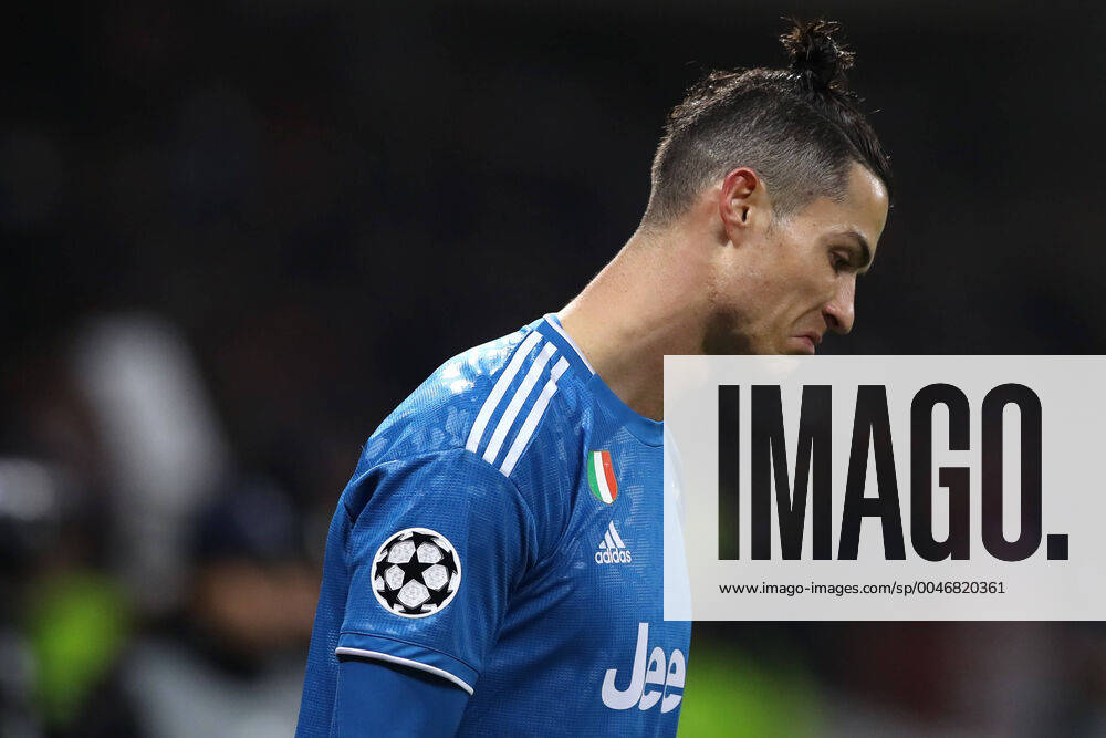 Juventus s Portuguese striker Cristiano Ronaldo reacts during the UEFA Champions League match at the Groupama Stadium, Lyon. Picture date: 26th February 2020. Picture credit should read: Jonathan Moscrop Sportimage . SPI-0491-0039
