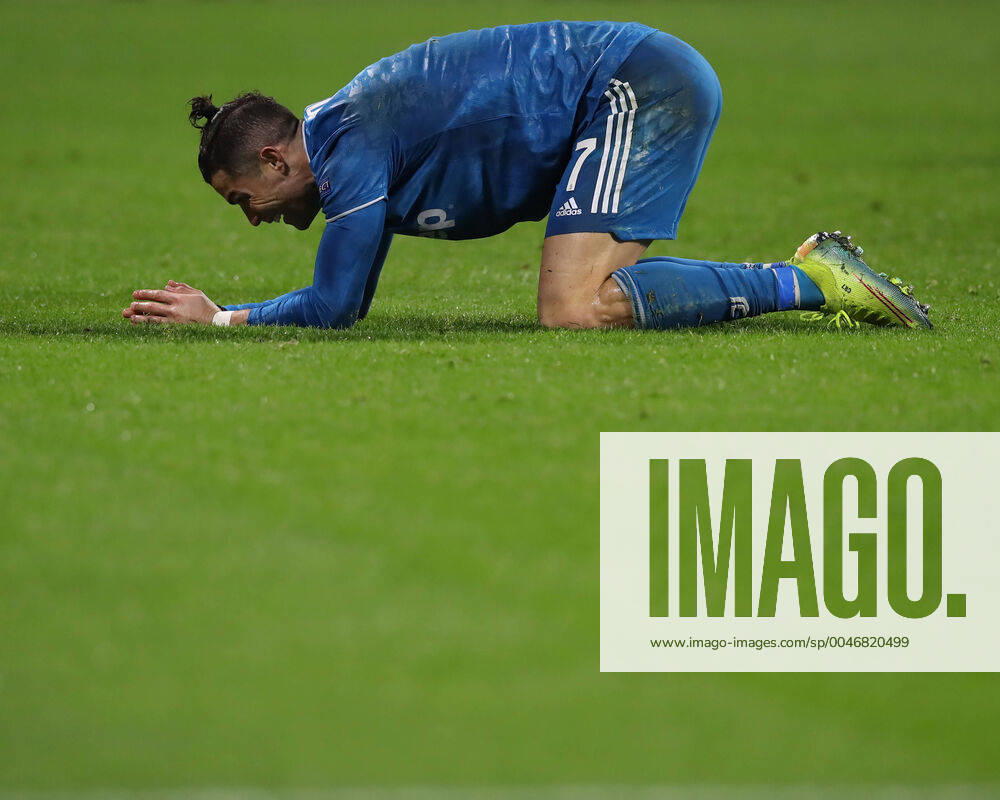 Juventus s Portuguese striker Cristiano Ronaldo reacts during the UEFA Champions League match at the Groupama Stadium, Lyon. Picture date: 26th February 2020. Picture credit should read: Jonathan Moscrop Sportimage . SPI-0491-0054