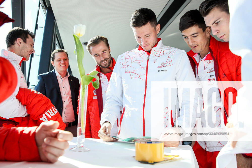 TENNIS - Davis Cup, AUT vs URU GRAZ,AUSTRIA,05.MAR.20 - TENNIS - ITF Davis Cup, Austria vs Uruguay, preview, draw. Image shows Oliver Marach (AUT), Dennis Novak (AUT), Sebastian Ofner (AUT) and Jurij Rodionov (AUT). GEPAxpictures Klansek