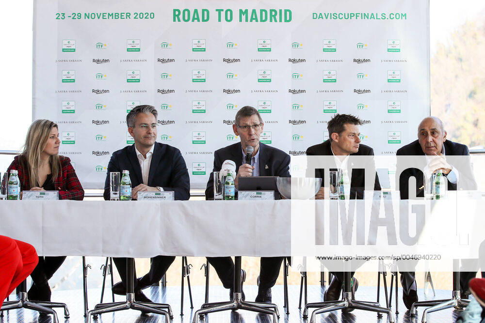 TENNIS - Davis Cup, AUT vs URU GRAZ,AUSTRIA,05.MAR.20 - TENNIS - ITF Davis Cup, Austria vs Uruguay, preview, draw. Image shows president, Christina Toth (OETV), Kurt Hohensinner (Graz), Martin Corrie, referee Andreas Egli and general secretary Rubek Orlando (URU). GEPAxpictures Klansek