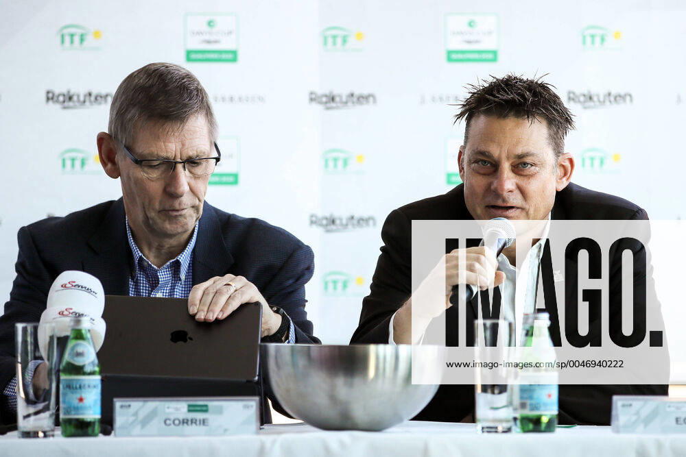 TENNIS - Davis Cup, AUT vs URU GRAZ,AUSTRIA,05.MAR.20 - TENNIS - ITF Davis Cup, Austria vs Uruguay, preview, draw. Image shows Martin Corrie and referee Andreas Egli. GEPAxpictures Klansek