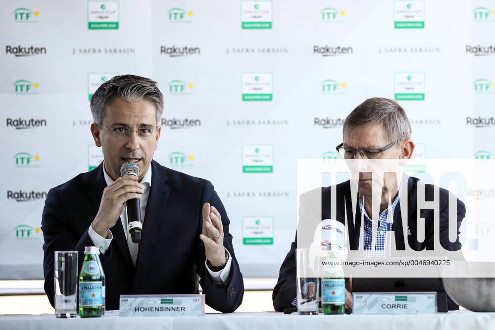GRAZ,AUSTRIA,05.MAR.20 - TENNIS - ITF Davis Cup, Austria vs Uruguay, preview, draw. Image shows Kurt Hohensinner (Graz) and Martin Corrie (ITF).