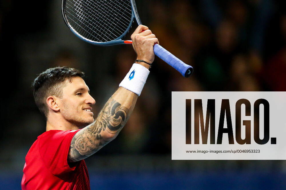 TENNIS - Davis Cup, AUT vs URU PREMSTAETTEN,AUSTRIA,06.MAR.20 - TENNIS - ITF Davis Cup, Austria vs Uruguay. Image shows the rejoicing of Dennis Novak (AUT). GEPAxpictures Klansek