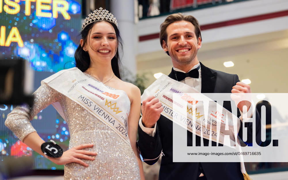 20240113 Wahl Miss und Mister Vienna WIEN, OESTERREICH - 13. JAENNER: Miss Vienna 2024 Lucia Sisic und Mister Vienna 2024 Max Niedermeyer anlaesslich der Miss und Mister Vienna Wahl unter dem Motto sowiedubist in der Wiener Lugner City am 13. Jaenner 2024 in Wien, Oesterreich. 240113_SEPA_17_118