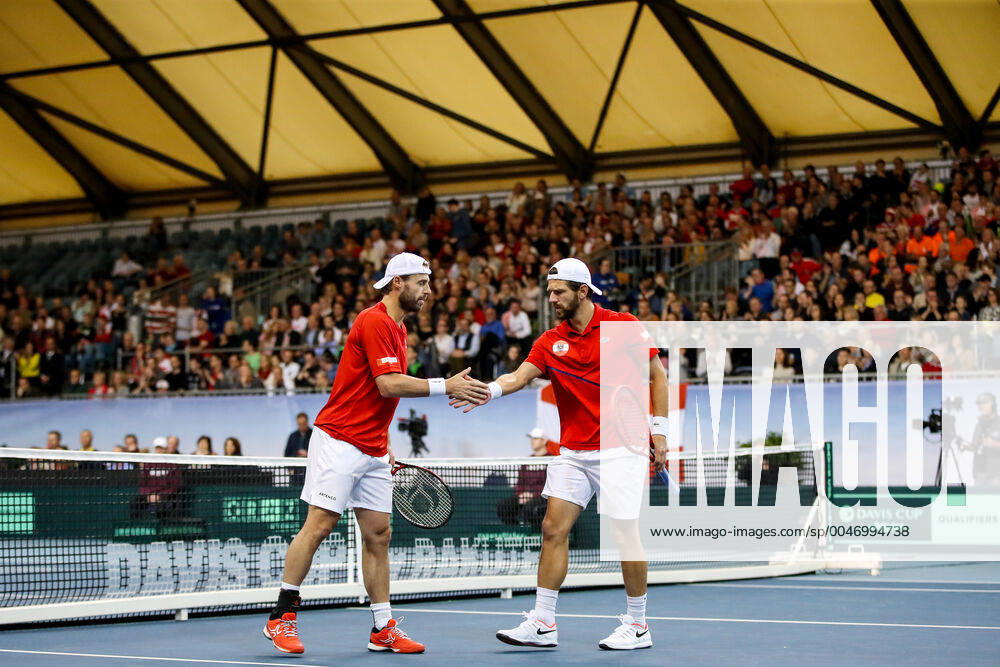 TENNIS - Davis Cup, AUT vs URU PREMSTAETTEN,AUSTRIA,07.MAR.20 - TENNIS - ITF Davis Cup, Austria vs Uruguay. Image shows Oliver Marach (AUT) and Juergen Melzer (AUT). GEPAxpictures Klansek