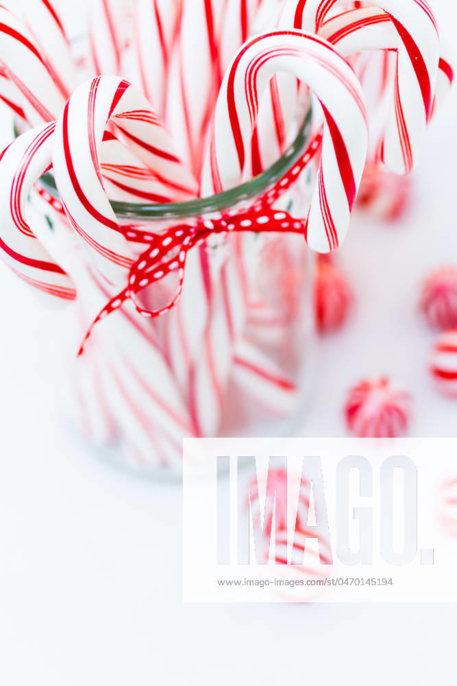 Candy canes Peppermint candy canes on white background.