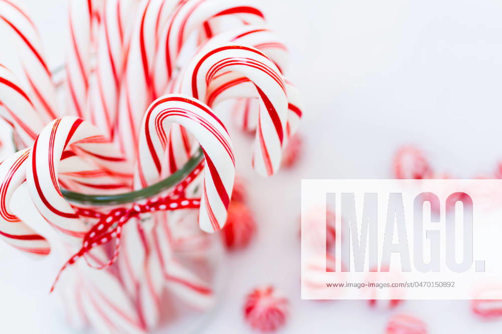 Candy canes Peppermint candy canes on white background.