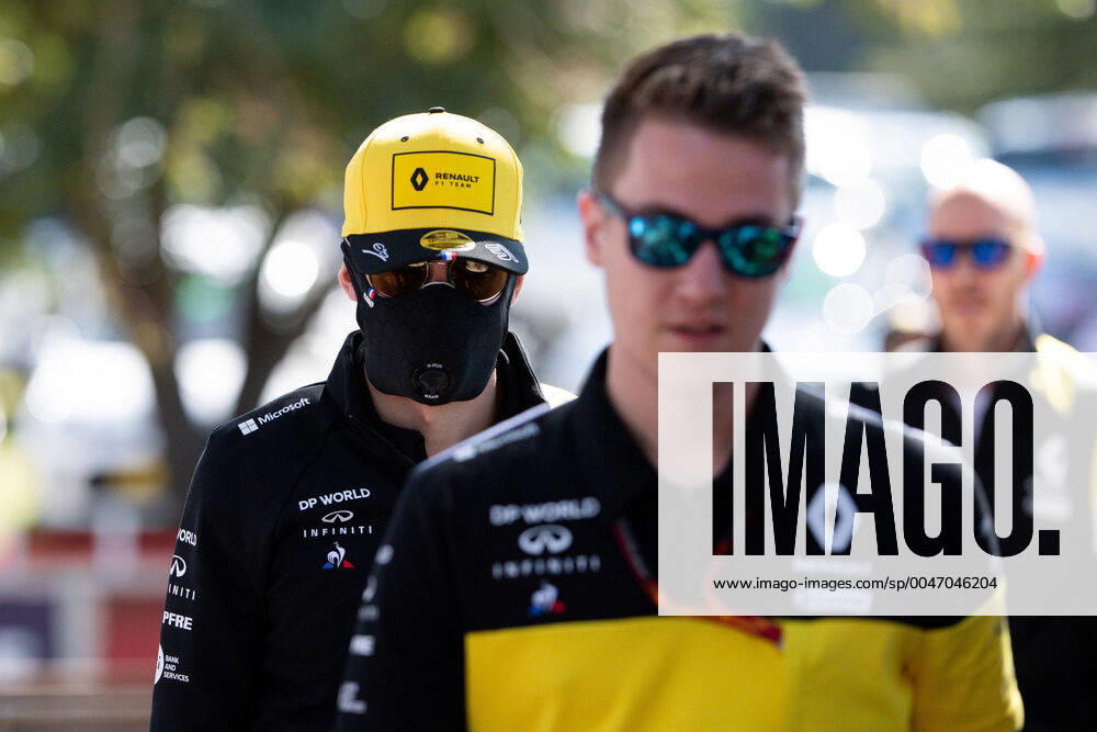 Renault F1 Team driver Esteban Ocon wearing a mask for protection against Coronavirus disease (COVID-19) at The Australian Formula One Grand Prix on March 12, 2020, at The Melbourne Grand Prix Circuit in Albert Park, Australia. (Photo by Speed Media Icon Sportswire) AUTO: MAR 12 F1 - Australian Grand Prix Icon20031200031