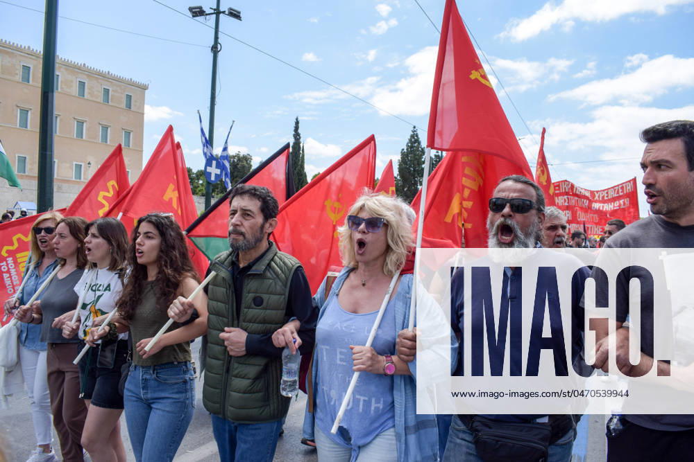 Thousands of Greek workers protest in May Day rallies Protesters march during the International Wokers Day rally. Thousands protest at high prices and loss of wages that drive the society to a permanent impoverishment in May Day rallies. Athens Greece