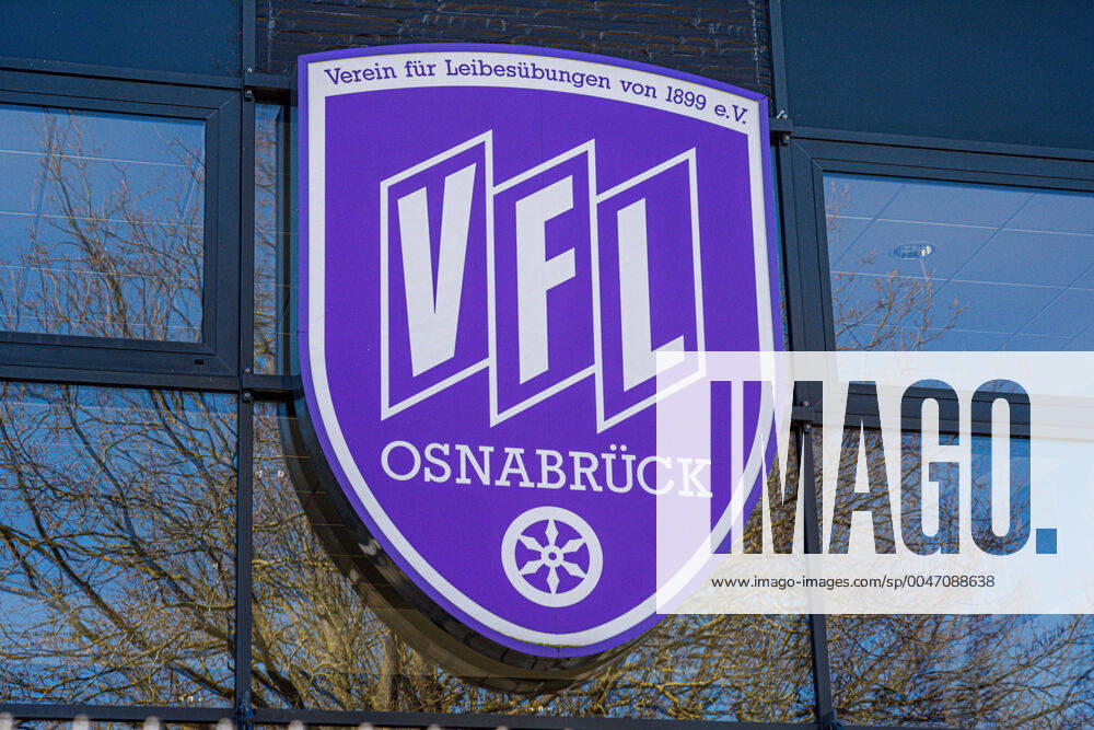 Around the stadium at Bremer Brücke 22 03 2020, Stadion an der Bremer Brücke, Osnabrück, Around the stadium at Bremer Brücke in the picture VfL Osnabrück logo in front of the North Stand Feature Symbol Symbol photo characteristic detail nordphotox xPaetzel nph00403