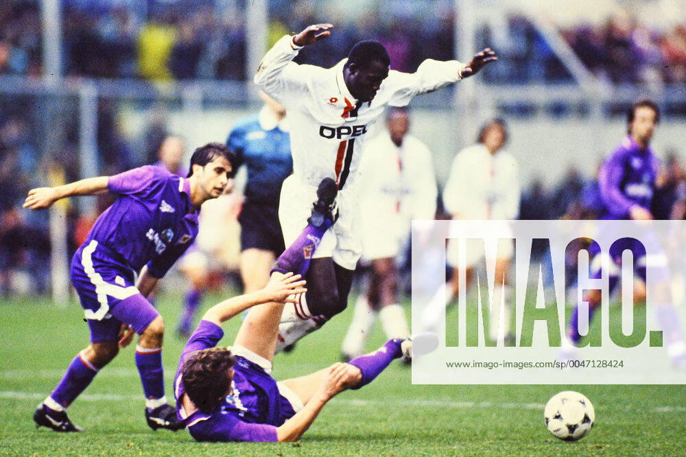 GEORGE WEAH, AC Milan, Serie A, Fiorentina vs Milan 2-2, Firenze SERIE A 1995-96 FIORENTINA-MILAN 2-2