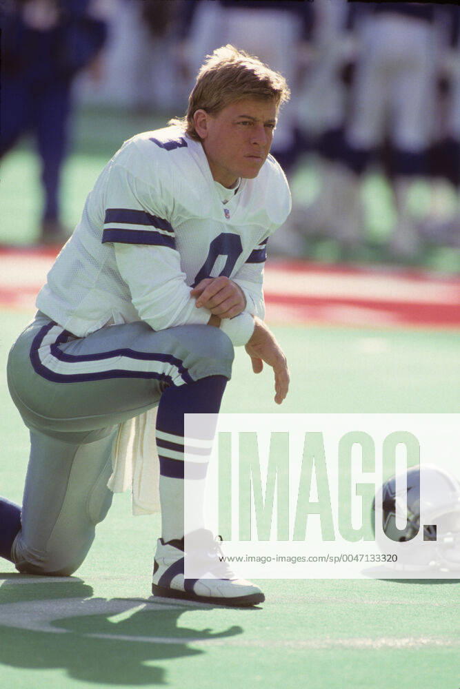 Football Troy Aikman, Dallas Cowboys quarterback during a 1993 regular season game .