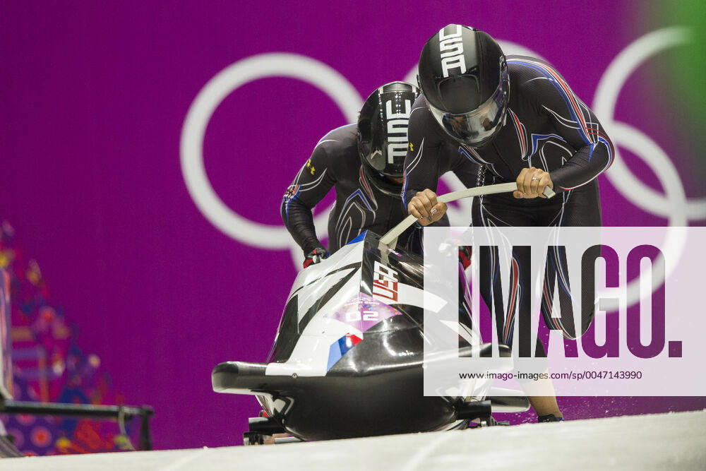 Olympics Sochi 2014 Elana Meyers and Lauryn Williams USA-1 competing in the Women s Bobsleigh at the Olympic Winter games, Winterspiele,Spiele, Summer games Sochi 2014 Sochi Russia