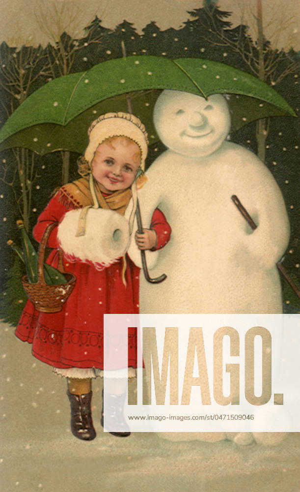 Snowman Shares Umbrella Snowman Shares Umbrella Date: 1910