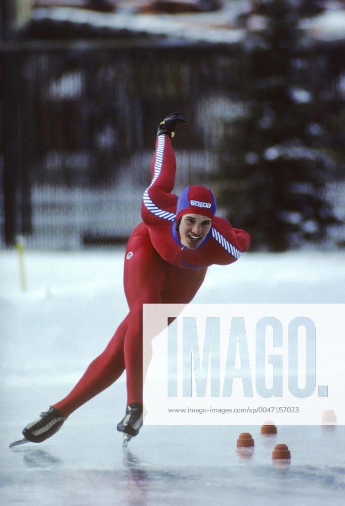 Speed skating, Eisschnelllauf Eric Heiden (USA), training in West Allis, Wisconsin in 1980 West Allis Wisconsin USA