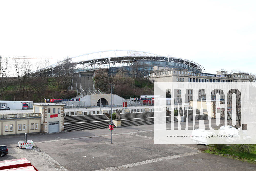 Red Bull Arena Leipzig, 15 03 2020, View of the Red Bull Arena, home of the Bundesliga football club RasenBallsport Leipzig RB Leipzig , In the picture stadium exterior view and stadium forecourt ,