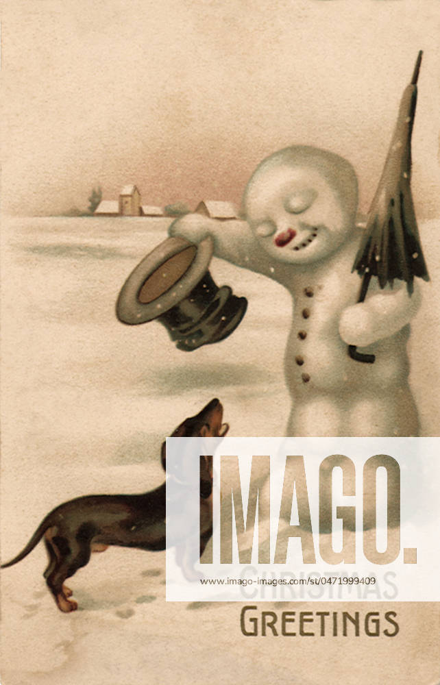 Dog and Snowman Dog and Snowman Date: 1910
