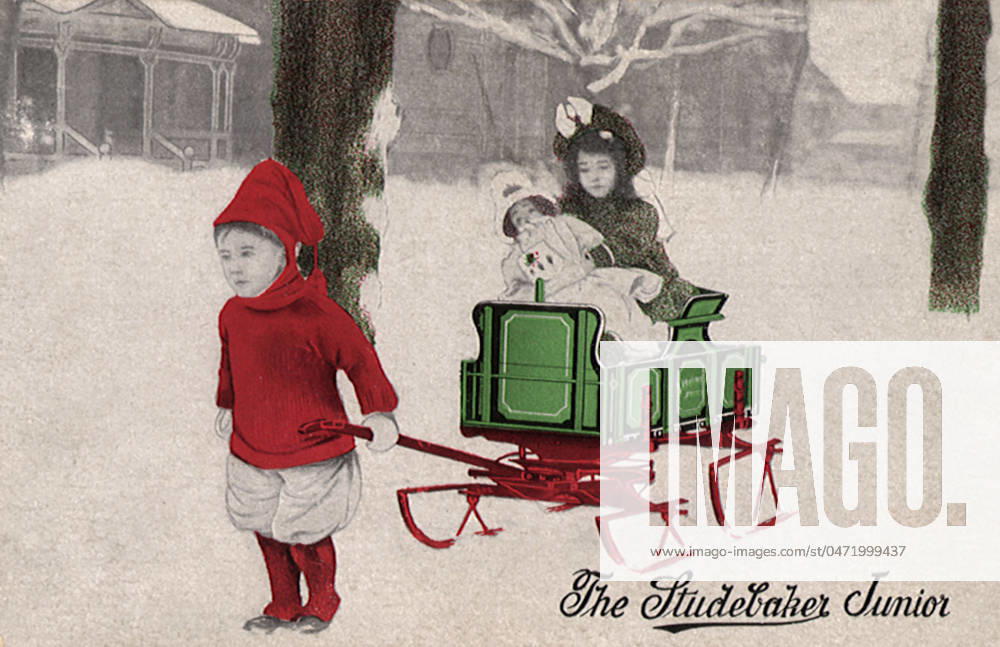 Boy carrying Girl on Sled Boy carrying Girl on Sled Date: 1910