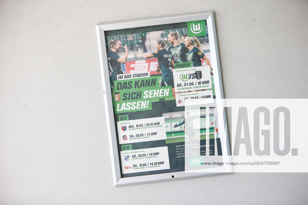 Consequences of the Corona Virus in Wolfsburg, poster at the AOK stadium for games that did not take place in the end Both the Regionalliga Nord, in which the U23 team of VfL plays, and the Flyeralarm Frauen Bundesliga are currently taking a break in Wolfsburg