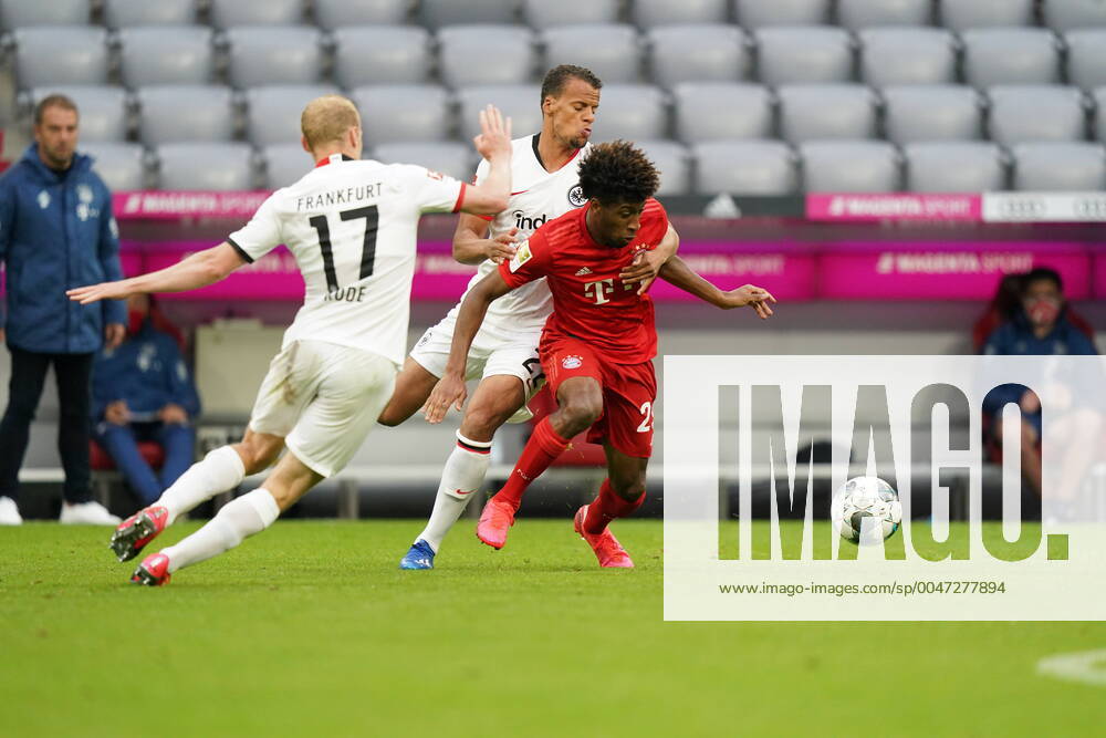 1 Bundesliga FC BAYERN MUENCHEN EINTRACHT FRANKFURT Munich, Germany, 23 May 2020, Timothy CHANDLER, FRA 22 against Kingsley COMAN, FCB 29 , Sebastian RODE, FRA 17 at Match 1 Bundesliga FC BAYERN MUENCHEN EINTRACHT FRANKFURT in the 2019 2020 season on 27 matchday Photo Peter Schatz Pool DFL REGULATIONS PROHIBIT ANY USE OF PHOTOGRAPHS as IMAGE SEQUENCES and or QUASI VIDEO National and international News Agencies OUT Editorial Use ONLY Munich Bavaria Germany Poolfoto Peter Schatz Pool ,