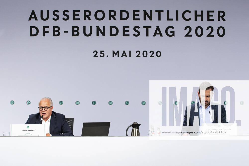 98 Extraordinary Bundestag of the DFB The Presidium of the German Football Association has convened an Extraordinary Bundestag for Monday, 25 May 2020 to focus on the impact of the Corona Pandemic on German football The Bundestag is being conducted virtually for the first time The DFB Presidial Committee of the DFB during a minutes silence for the victims of the Corona Pandemic by Christian Seifert DFB Vice President , Peter Peters 1 DFB Vice President , Fritz Keller DFB President , Dr Friedrich Curtius DFB Secretary General , Dr Rainer Koch 1 DFB Vice President , Dr Stephan Osnabruegge DFB Treasurer Meckenheim, 25 05 2020 Photo Thomas Boecker DFB POOL North Rhine-Westphalia Germany Poolfoto ,
