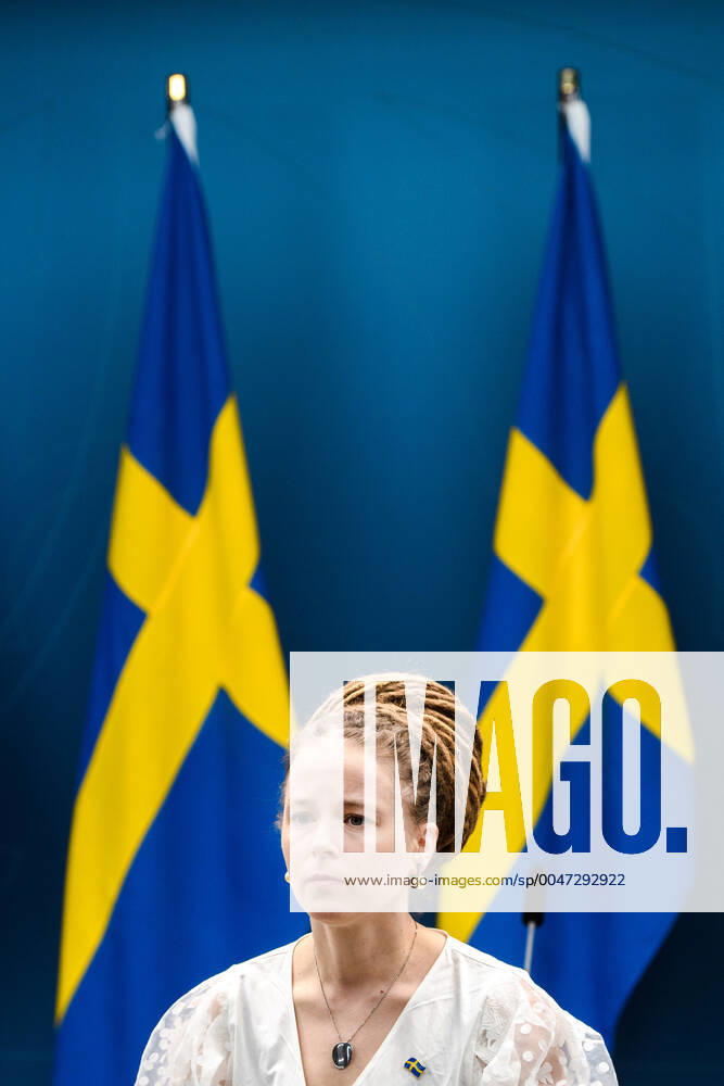 Amanda Lind, Swedish minister of Sport and Culture, during a press conference regarding the Swedish premier football league Allsvenskan and the delayed start to its 2020 regular season due to the coronavirus pandemic Covid 19, on May 29, 2020 in Stockholm Photo Simon Hastegard BILDBYRAN 180214 bbeng presskonferens regeringen politik corona virus coronaviruset covid 19 press conference coronavirus allsvenskan 2020 seriestart,