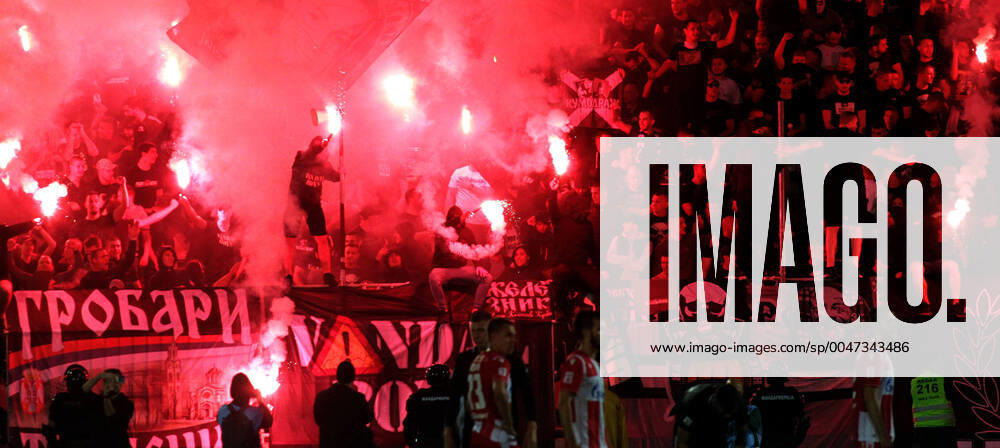 Belgrade(Serbia) FK Partizan-FK Crvena Zvezda(Red Star) semi final national cup kup Srbije men s football Partizan fans with torches :
