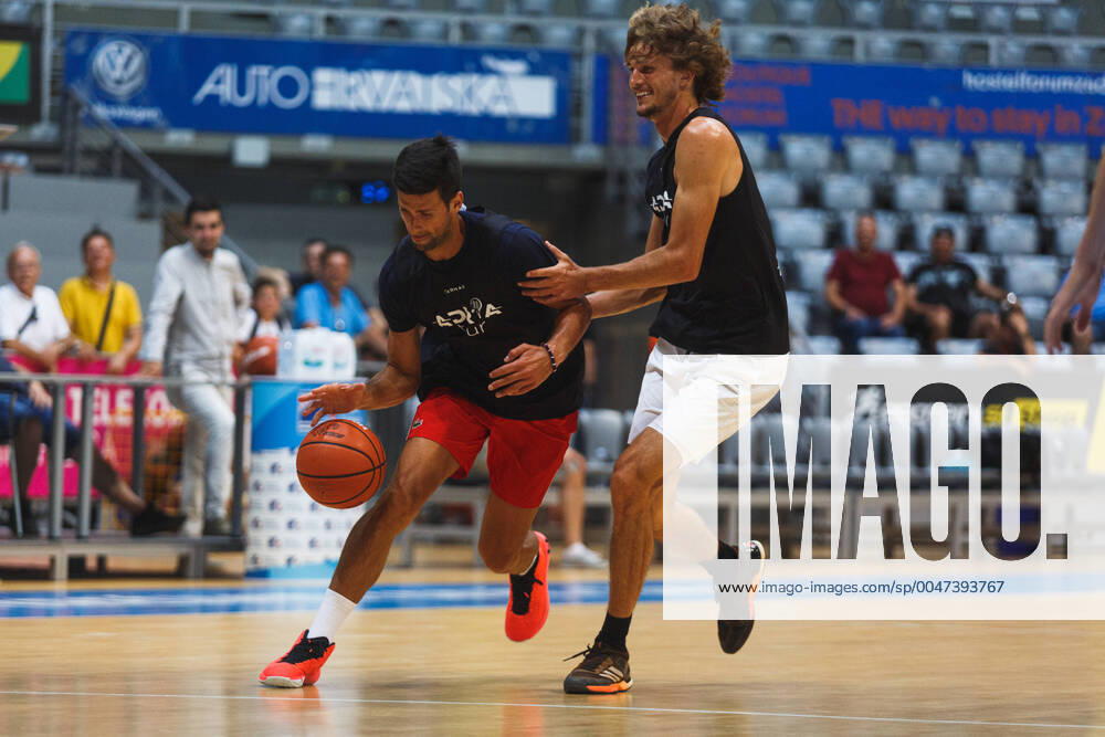 KW25 PXL_Humanitarian basketball match 18.06.2020., Zadar, Croatia - Tennis players, the stars of the Adria Tour played a friendly match with the basketball players of KK Zadar.The Adria Tour is a series of tournaments being organised by world number one Novak Djokovic. Zadar will host on 19 21 June with the tournament set to feature Djokovic and Croatian aces Borna Coric and Marin Cilic. Novak Djokovic, Alexander Zverev MarkoxDimic PIXSELL