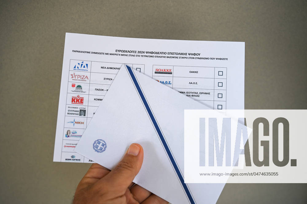 Greece introduces postal voting in EU elections for the first time A voter holds a postal ballot and an envelope for the upcoming EU elections. About 200,000 Greeks residing in Greece and 127 countries abroad have registered for postal voting which is being implemented for the first time in an election in Greece. Athens Greece