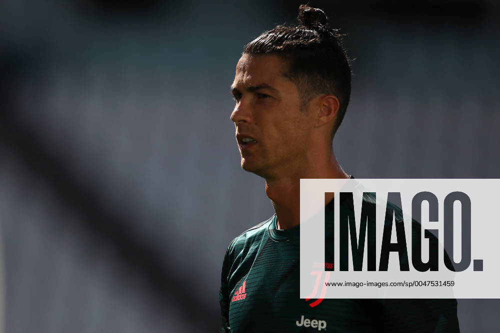 Juventus s Portuguese striker Cristiano Ronaldo pictured during the warm up prior to the Serie A match at Allianz Stadium, Turin. Picture date: 4th July 2020. Picture credit should read: Jonathan Moscrop Sportimage . SPI-0579-0227
