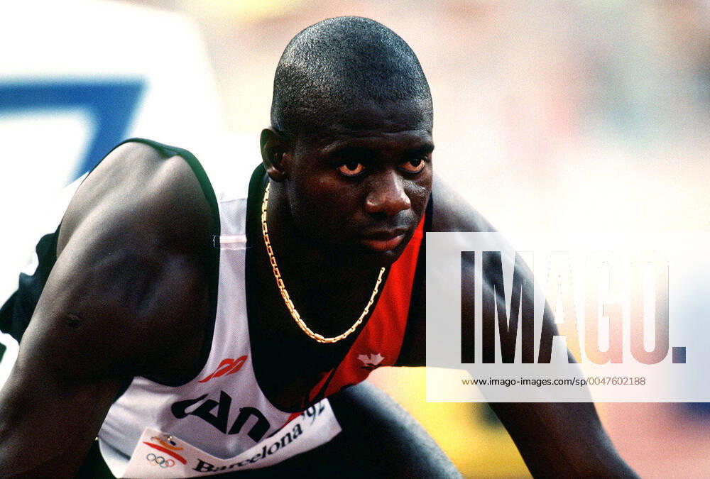 Summer Olympics 1992, Athletics: Ben Johnson of Canada during 100 m at The Summer Olympic Games, Olympische Spiele, Olympia, OS on July 31, 1992 in Barcelona, Spain. BILDBYRAN