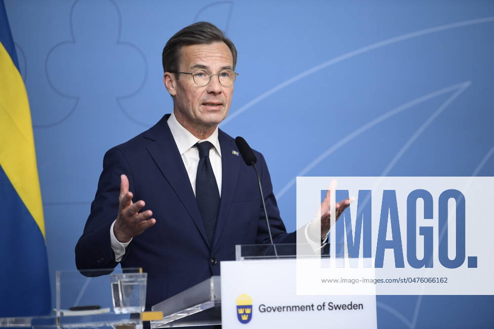 STOCKHOLM, SWEDEN 20240514 Sweden s Prime Minister Ulf Kristersso and German Chancellor Olaf Scholz not pictured hold a news conference at Norrsken Foundation innovation center in Stockholm, Sweden, on May 14, 2024 STOCKHOLM SWEDEN