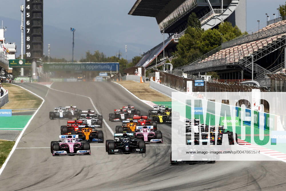 Motorsports FIA Formula One World Championship 2020, Grand Prix of Spain, Start, 44 Lewis Hamilton GBR, Mercedes AMG Petronas Formula One Team , 33 Max Verstappen NLD, Aston Martin Red Bull Racing , 4 Lando Norris GBR, McLaren F1 Team , 77 Valtteri Bottas FIN, Mercedes AMG Petronas Formula One Team , 23 Alexander Albon THA, Aston Martin Red Bull Racing , Barcelona Spain