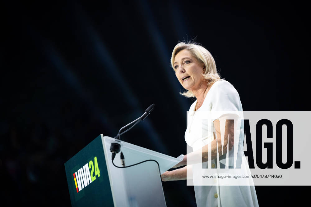 Bilder des Jahres 2024, News 05 Mai Marine Le Pen attends Europa Viva , political event hosted by Spanish right-wing party VOX in collaboration with different european and international political parties and movements at Palacio Vistalegre in Madrid, May 19, 2024. (2024051938)