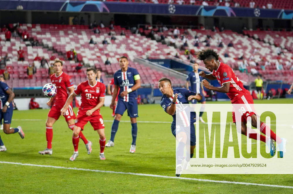 Final Football UEFA Champions League FC BAYERN MUENCHEN PARIS ST GERMAIN PSG Lisbon, Lisbon, Portugal, 23rd August 2020 Goal to 1 0 by Kingsley Coman Munich against Thilo Kehrer PSG in the final match UEFA Champions League, final tournament FC BAYERN MUENCHEN PARIS ST GERMAIN PSG in season 2019 2020, FCB, photographer Peter Schatz Pool UEFA REGULATIONS PROHIBIT ANY USE OF PHOTOGRAPHS as IMAGE SEQUENCES and or QUASI VIDEO National and international News Agencies OUT Editorial Use ONLY Lisbon Estadio da Luz de Benfica Portugal Poolfoto Peter Schatz Pool ,