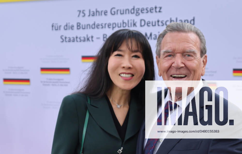 75 years Basic Law 23 03 2024,Germany, Berlin, Federal Chancellery, State ceremony, 75 years Basic Law with the constitutional bodies and former Federal Chancellor Gerhard Schroeder with his wife Seon, Berlin Berlin Germany