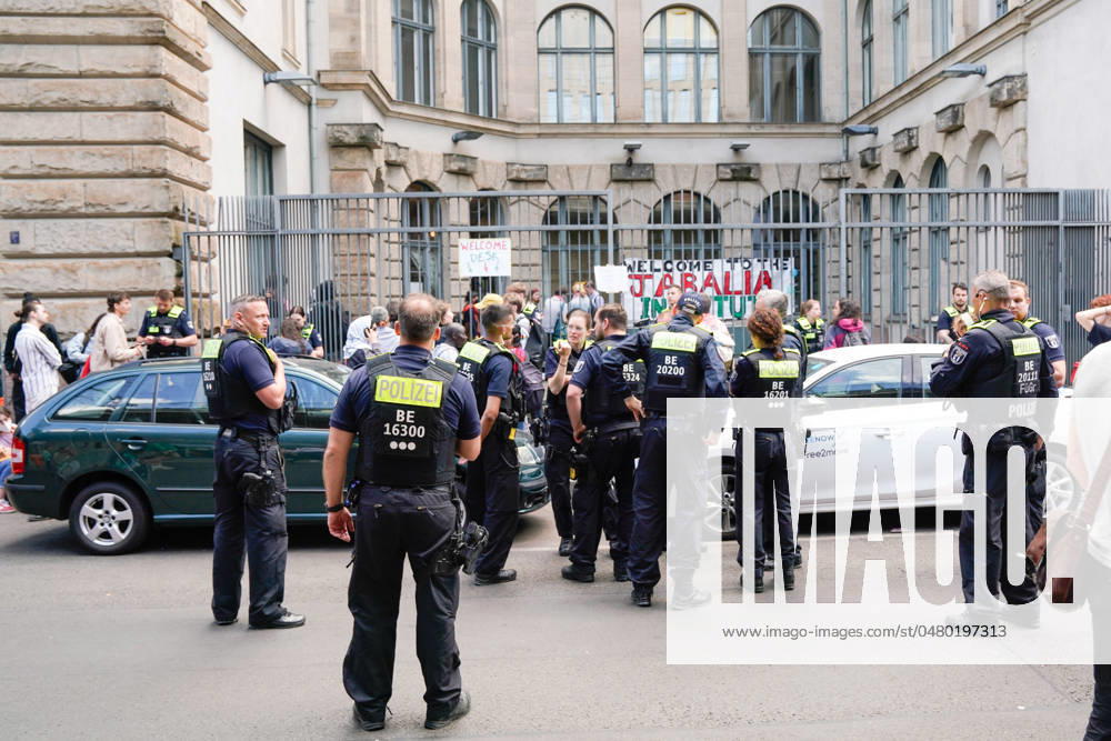 Berlin, Germany 23 May 2024 Occupied building of the Humboldt University Berlin Occupation by a pro-Palestinian group Institute for Social Sciences of the Humboldt University of Berlin