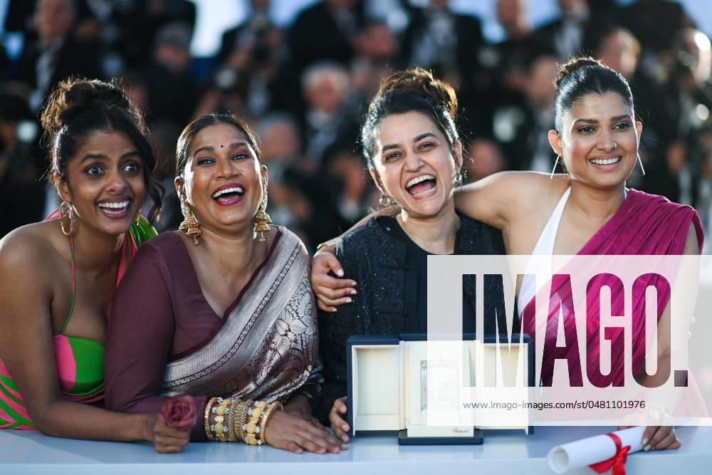 Cannes Winners Photocall Kani Kusruti, Chhaya Kadam, Payal Kapadia and Divya Prabha pose with the Grand Prix Award for All We Imagine As Light during the Winners Photocall as part of the 77th Cannes International Film Festival in Cannes, France on May 25, 2024. Photo by Aurore Marechal ABACAPRESS.COM Cannes France