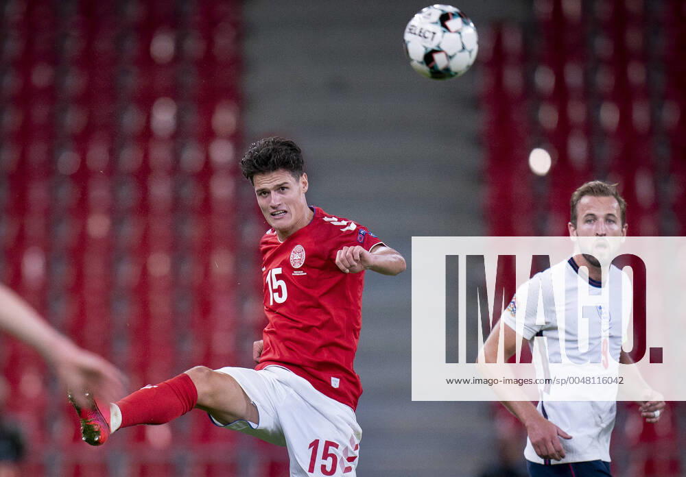 Denmarks Christian Noergaard and Englands Harry Kane during the Nations League match between Denmark and England in the Park, Tuesday 8 September 2020, Copenhagen Denmark,