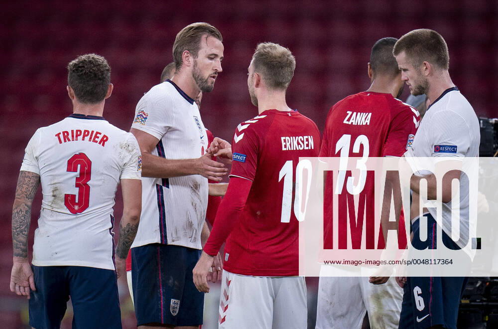 Denmarks Christian Eriksen and Englands Harry Kane greet after the Nations League match between Denmark and England in the Park, Tuesday 8 September 2020 Kasper Hjulmand is satisfied with the imprint he has left in his first national team gathering, even though it was only a single point in two matches It writes Ritzau, Wednesday, September 9, 2020, Copenhagen Denmark