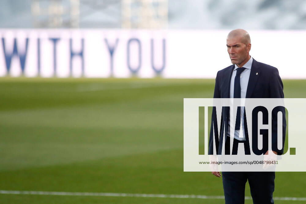 Zinedine Zidane, head coach of Real Madrid, looks on during the spanish league, La Liga Santander, football match played between Real Madrid and Cadiz CF at Alfredo Di Stegfano stadium on October 17, 2020 in Madrid, Spain. Valdebebas SPAIN - ZUMAa181 20201017_zaa_a181_165