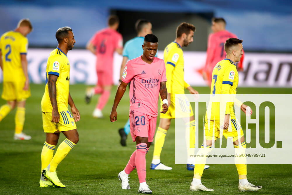 Vinicius Junior of Real Madrid in action during the spanish league, La Liga Santander, football match played between Real Madrid and Cadiz CF at Alfredo Di Stegfano stadium on October 17, 2020 in Madrid, Spain. Valdebebas SPAIN - ZUMAa181 20201017_zaa_a181_202