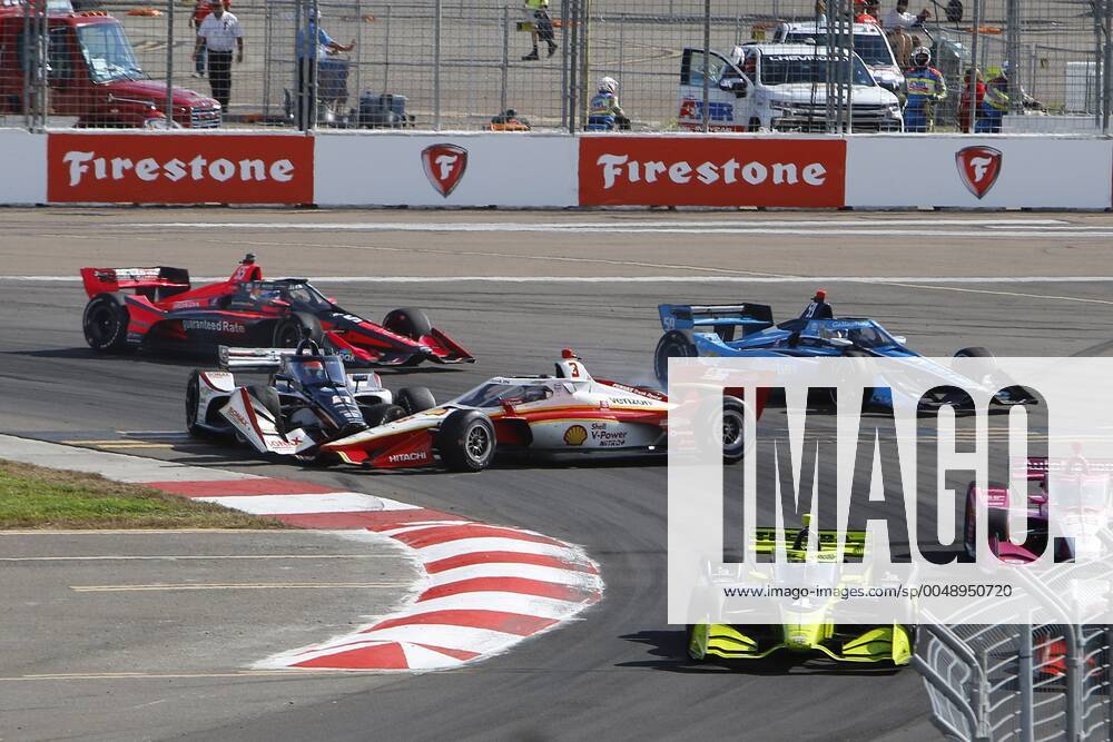 The 21 car of IndyCar, Indy Car, IRL, USA rookie Rinus Veekay and the 3 car of Scott McLaughlin make contact on turn one causing a full course caution during the Firestone Grand Prix of St. Petersburg on Sunday, Oct. 25, 2020 in St. Petersburg. St. Petersburg USA - ZUMAs70_ 0105861815st